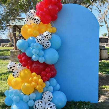 Farm Animal Print Balloon,50Pcs Sky Blue Cloud Balloons Set Red Blue Yellow Green Latex Balloon,for Boys Girls Birthday Party Supplies