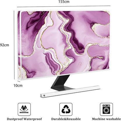 Baocicco Violet Gold Marble Waterproof Weatherproof and Dust-Proof TV Screen Cover 65 Inch for Home Office Creative TV Covers for TVs Screen Anti-Static Dustproof Protective