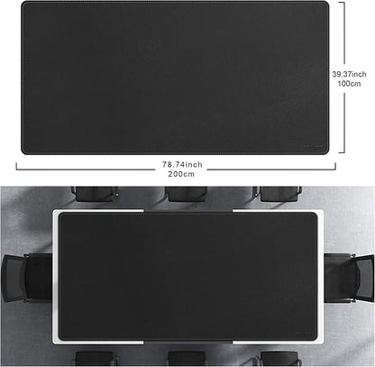 CENNBIE MAX200 78.7" x 39.4" Leather Desk Mat Protector, Extra Large Leather Desk Pad for Full Desk - XXXXXL Super Large Mouse Pad (Black)