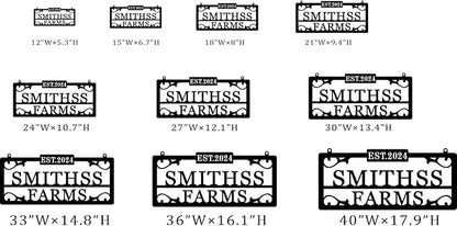 Personalized Hanging Metal Farm Signs, Personalized Outdoor Ranch Sign, Outdoor Farm Signs,Personalized Last Name Metal Sign,Custom Large Metal Farmhouse Farm Sign,Family Name Sign