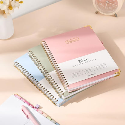 Forvencer 2026 Planner, Hardcover Calendar Planner Weekly and Monthly, Jan 2026 - Dec 2026, 8.5" x 11", Spiral Agenda Book with Tabs, Exquisite Daily Journal Organizer for Home School, Teal Marble