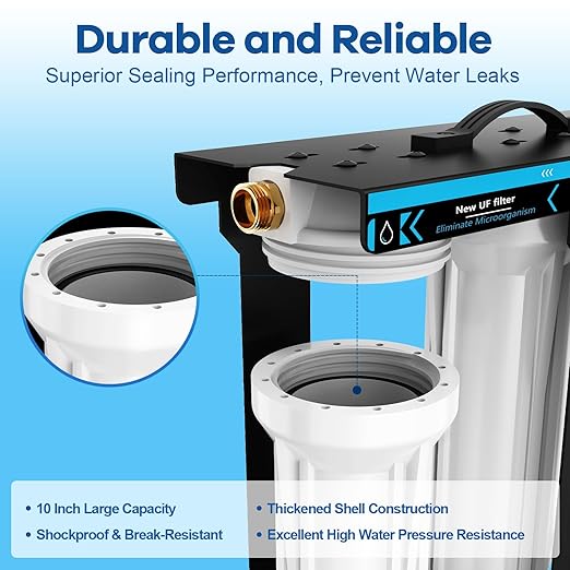 RV Water Filter System,5-Stage RV Water Filter System 0.01 Micron Filtration, 1/2"Inlet/Outlet, Reduces Sediments, Chlorine, VOCs, Heavy Metals & Odors, Ideal for RVs, Campers, Travel Trailers, Boats