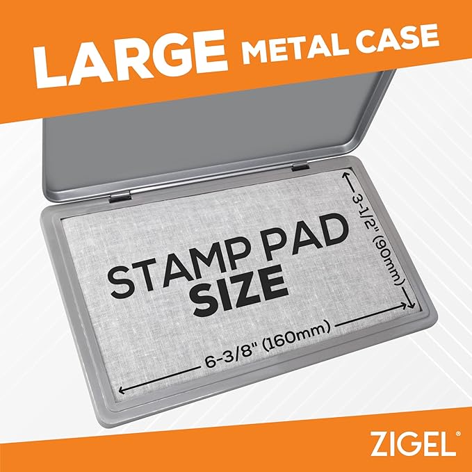 Metal Case Stamp Pad Large Size, Pink Color - Size: 3" x 6" - Choose from 15 Ink Colors