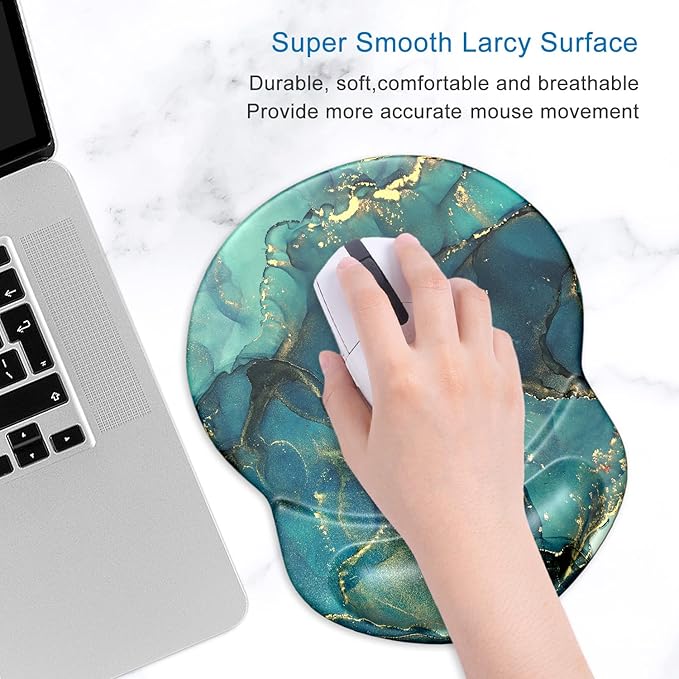 ITNRSIIET Ergonomic Mouse Pad with Gel Wrist Support Small Wrist Rest Smooth Surface Non-Slip PU Base Comfortable Office Supplies Pain Relief, 8.7 x 7.2 inches, Abstract Ink Tempera