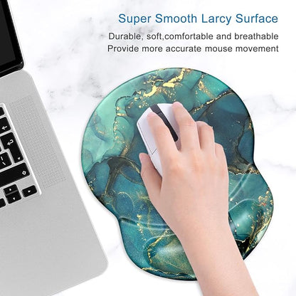ITNRSIIET Ergonomic Mouse Pad with Gel Wrist Support Small Wrist Rest Smooth Surface Non-Slip PU Base Comfortable Office Supplies Pain Relief, 8.7 x 7.2 inches, Abstract Ink Tempera