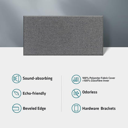23.62" X 11.81" X 2" Fiberglass Wall Panel, 4 Pack Acoustic Panels, Acoustic Panels Sound Absorbing for Office, Studio, Home Theatre - Heather Grey