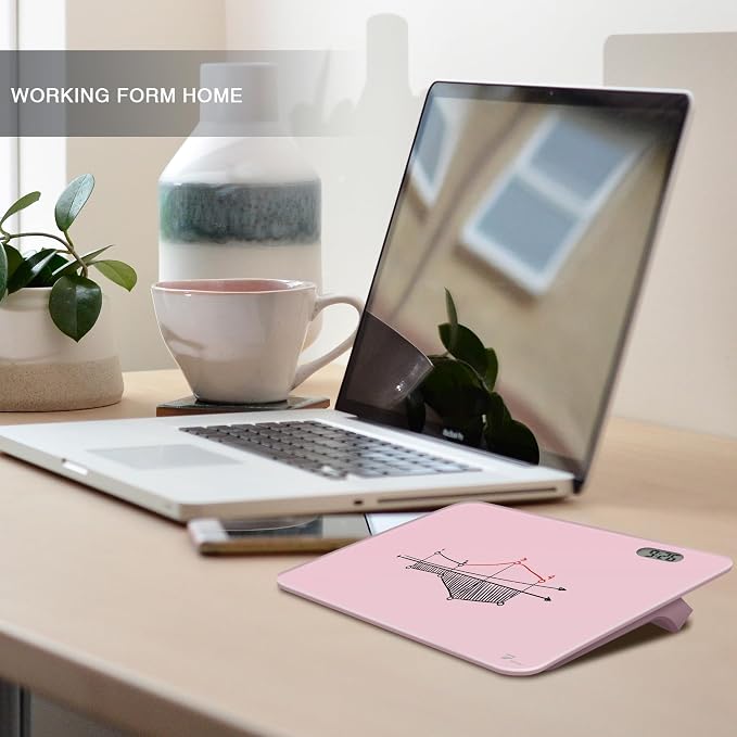 Small Glass Desk Whiteboard Dry-Erase Board with Clock, Small Travel Reminder Clock Keychain with Desk Notepad, Time Table Whiteboard for Desk Digital LED Light Display, 8x6 in with Accessories, Pink