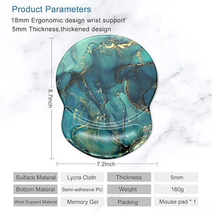 ITNRSIIET Ergonomic Mouse Pad with Gel Wrist Support Small Wrist Rest Smooth Surface Non-Slip PU Base Comfortable Office Supplies Pain Relief, 8.7 x 7.2 inches, Abstract Ink Tempera