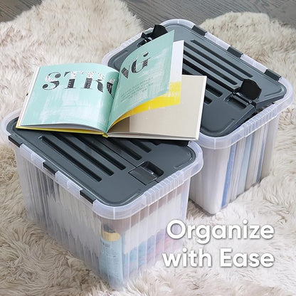 Superio 26 L Deep Storage Container with Hinged Lid 27.5 Quart (2 Pack)