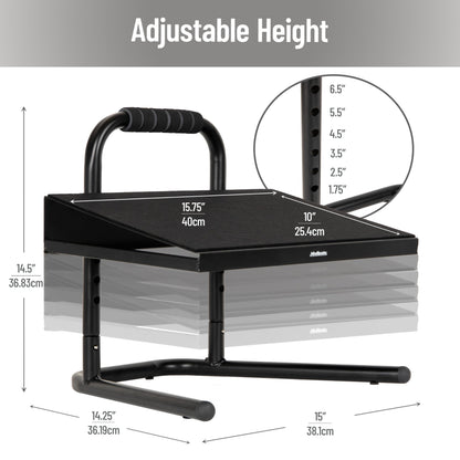 Foot Rest, Under Desk at Work, Ergonomic, Height Adjustable, Office, Metal, Black