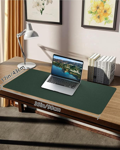 PULeather Non-Slip Desk Mat, Large Mouse Pad & Laptop Desk Pad - Waterproof Writing Pad for Office & Home (Dark Green, 35.4" x 17")