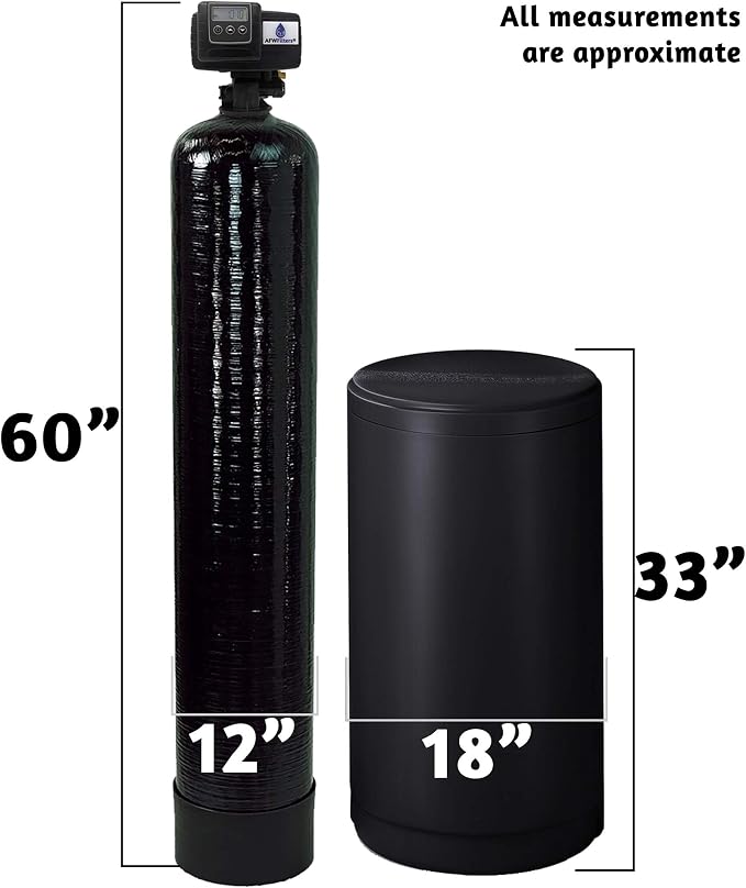 AFWFilters 2 cubic Foot (64k) Whole Home Iron Pro Water Softener with Fine Mesh Resin,1" Stainless Steel FNPT Connection, and Black Tanks