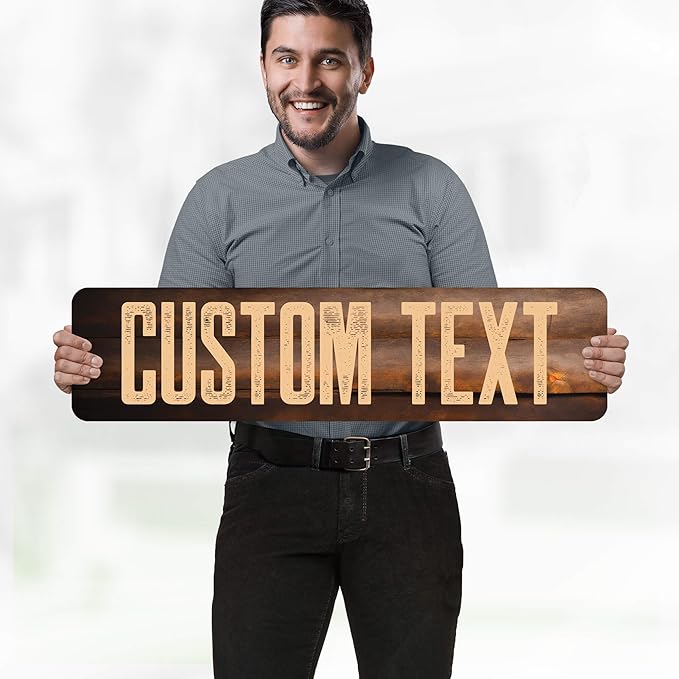 Custom Sign, Custom Street Sign, 11 Font Colors, 13 Font Styles, 4 Hole Options, 22 Sizes, 8x32 Inches, Rust Free DiBound, Fade Resistant, Made in USA by My Sign Center (Vintage Wood)