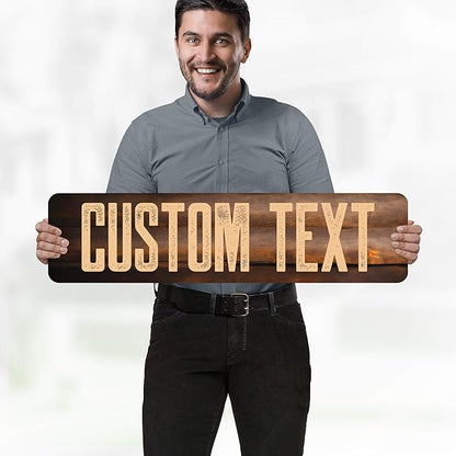 Custom Sign, Custom Street Sign, 11 Font Colors, 13 Font Styles, 4 Hole Options, 22 Sizes, 8x32 Inches, Rust Free DiBound, Fade Resistant, Made in USA by My Sign Center (Vintage Wood)