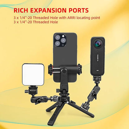 Zeadio Heavy Duty Mini Metal Tripod Stand - Universal Small Table Tripod for Camera, Gimbal, Action Cam, Camcorder, Microphone, LED Light, etc(40kg/88lb Load)