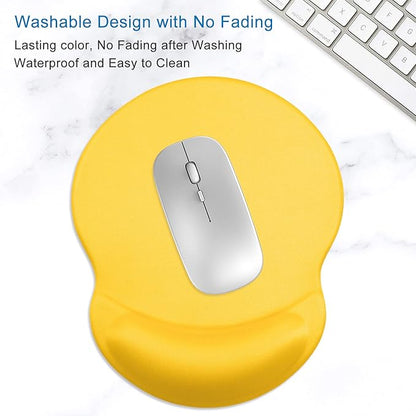 ITNRSIIET Ergonomic Mouse Pad with Gel Wrist Support Small Wrist Rest Smooth Surface Non-Slip PU Base Comfortable Office Supplies Pain Relief, 8.7 x 7.2 inches, Apricot Yellow