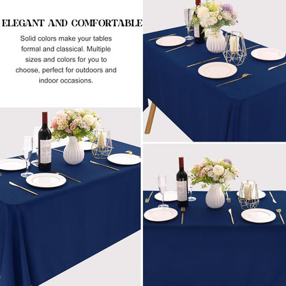 4 Pack Rectangle Tablecloth 90x132Inch Navy Blue Washable Polyester Table Cover for Wedding Dining Table Buffet Parties Banquet Decoration（Navy Blue）