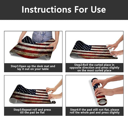 Britimes American Flag Desk Mat Deak Pad Non-Slip PU Leather Large Keyboard Mouse Pad Office Desktop Accessories for Office,Work,Home Decor(31.5"X15.7")