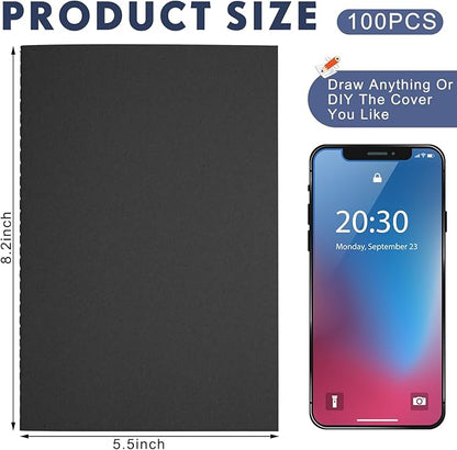 Mimorou 100 Pcs Journals Notebooks Bulk - Kraft Softcover A5 Small Notebooks 5.5 Inch x 8.3 Inch Notepads with 60 Page 30 Sheet for Writing Sketch Travel Office Supplies(Black,Dot)