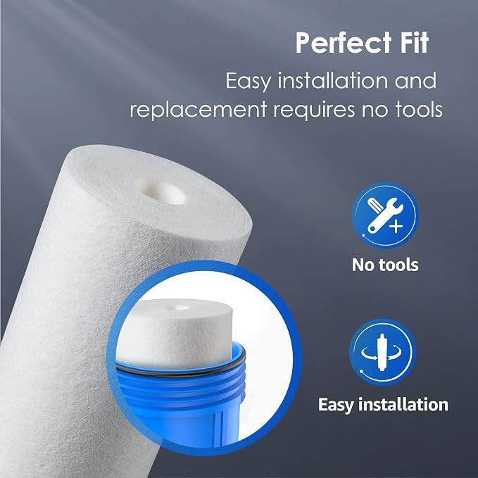 Waterdrop WF99 Whole House Water Filter Replacement, Reduces Sediment | Compatible with Pentair® Pentek DGD-5005, GE® GXWH40L, GXWH35F, Culligan® RFC-BBSA, 3M® Aqua-Pure® AP810, 5 Micron, Pack of 2