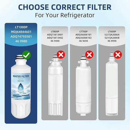 LT1000P ADQ747935 Water Filter 6-Month Replacement for LG LT1000P/PC/PCS ThinQ Water Filter AGF80300704,LMXS28626S,LFXS26973S,LRFLC2706S,LRMXS2806S,LRFS28XBS,LFXC22526S,2 Combo Set by Ramco