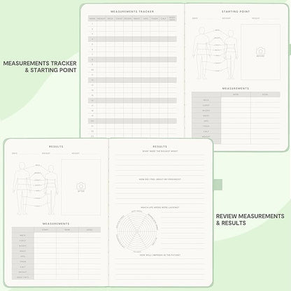 &And Per Se Fitness Workout Journal for Men & Women, Workout Log Book Planner with Daily Diet, Gym Exercise & Training Trackers - Undated, A5 Size, Leather Hardcover (Light Green)