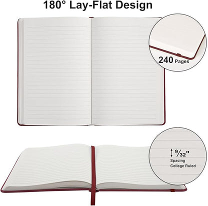 Comix Lined Journal Notebook for Women Men, Journaling Notebooks for Office School Home, Burgundy, 240 Pages, 5.5" x 8.3", College Ruled, A5, Hardcover