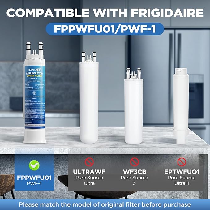 FPPWFU01 Water Filter Replacement For Frigidaire PurePour FPPWFU01 PWF-1, Electrolux EPPWFU01 Water Filter with 2nd Generation Filter Core, 3 Pack