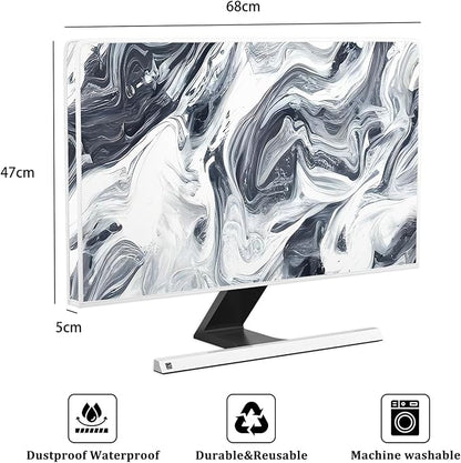 Baocicco Abstract Gray Marble Waterproof 26, 27, 28 Inch Anti-Static Dustproof LCD/LED/HD Dust Proof Monitor Covers for Computer Screen Abstract Modern Computer Decorations for Home Office