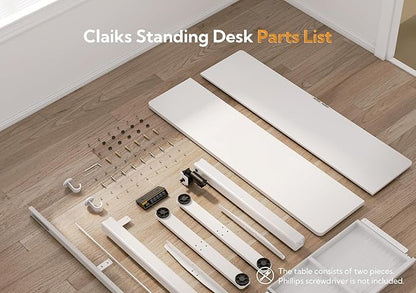 Claiks Standing Desk with Drawers, 55x24 Inch Stand Up Electric Adjustable Height Sit Stand Desk for Computer Workstation, White