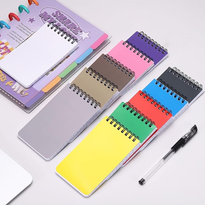 PATIKIL 3x5" Pocket Sketchbook, 2 Pcs Top Spiral Notebook Mini Lined Notebook Memo Pads 80GSM 60 Sheets/120 Pages Hard Cover Portable for Office Outdoor Travel Journal Draw, Light Gray