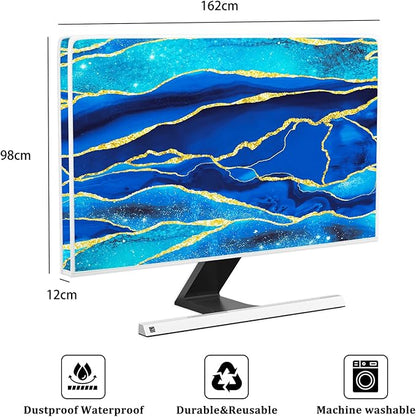 Baocicco Royal Blue Marble Waterproof TV Cover 70 Inch Creative Design Monitor Accessories Laptop TV LCD Screen Television Decoration for Tablet LED LCD OLED TVs Decorations