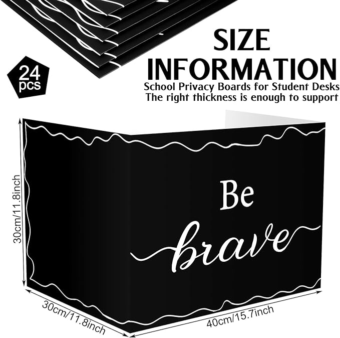 Honoson 24 Pcs Bulk Inspirational Privacy Folders for Students Cardboard Test Privacy Boards Motivational Words Desk Dividers Shield for Classroom School Study Supplies, 6 Styles(Minimalism)