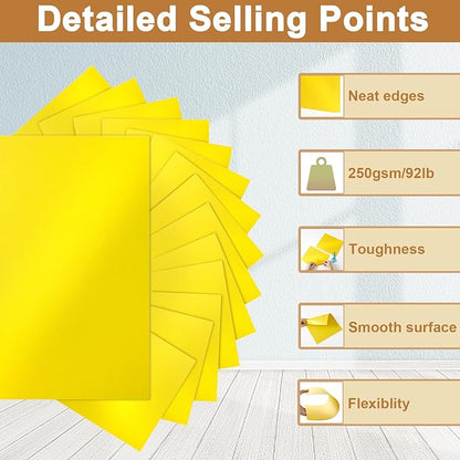 Silunkia 28 Sheets Shimmer Yellow Cardstock 8.5 x 11 Craft Paper, 250gsm/92lb Thick Printer Paper Card Stock for DIY Making Cards, Office, Scrapbooking, Invitations, Memos, Wedding