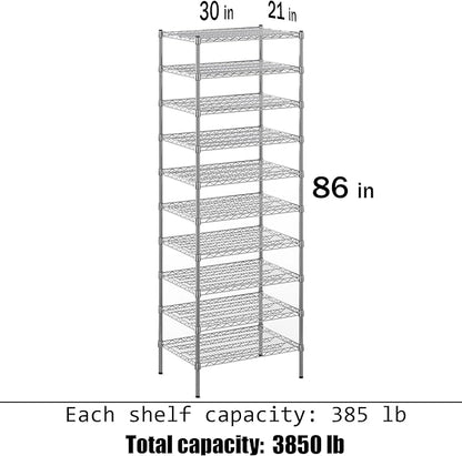 Regal Altair 21" Deep x 30" Wide x 86" Height Wire Shelving Kit | 10-Tier | NSF Commercial Storage Rack Unit