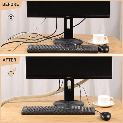 AGPTEK Cable Sleeve Cover, 10ft - 1.5 inch Desk Cord Organizer Cable Hider, Home Office Wire Management Computer TV Wire Loom Tubing, Pet Proof Cord Protector, from Cat Dog Chewing, Wood Color