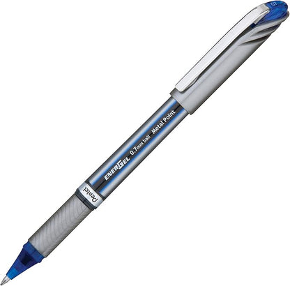 Pentel EnerGel NV Gel Ink Pen, (0.7mm), Medium Point Capped, Metal Tip, Blue Ink, Box of 12 (BL27-C) (Pack of 2)