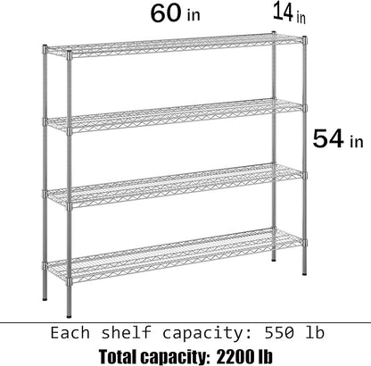 Regal Altair 14" Deep x 60" Wide x 54" Height Wire Shelving Kit | 4-Tier | NSF Commercial Storage Rack Unit
