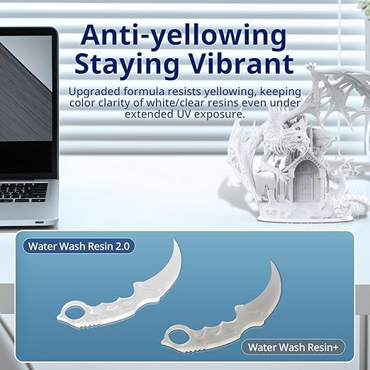 ANYCUBIC Water Washable Resin 2.0, 3D Printer Resin with Low Viscosity and Fast Printing, 405nm High Precision 3D Resin, Photopolymer Resin for 8K Capable LCD DLP 3D Printing (HD Gray, 1kg)