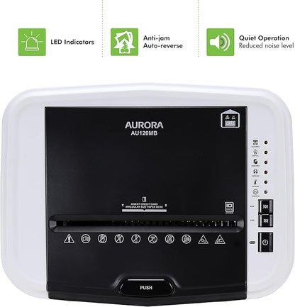 Aurora AU120MB 120-Sheet Auto Feed High Security Micro-Cut Paper Shredder / 30 Minutes (White/Black)