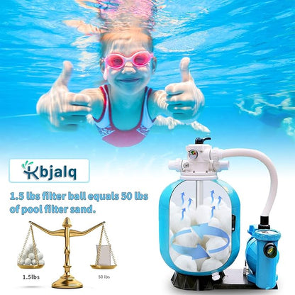 1.5 Lbs Pool Filter Balls for Sand Filter,Reusable Eco-Friendly Sand Filter Balls Equals 50 lbs Pool Filter Sand (1.5 Lbs,White)
