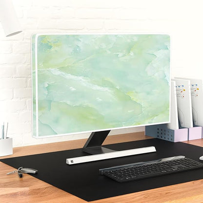 Baocicco Sage Green Marble Waterproof TV Dust Cover 70 Inch Anti-Static Dustproof Abstract Creative Desige Television Accessories TV LCD Screen Texture TV Decoration for Tablet