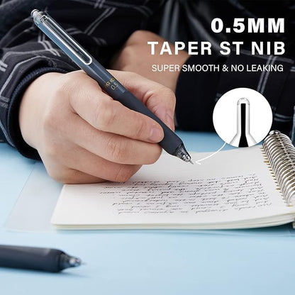 ParKoo Gel Pens Quick Dry Ink Fine Point 0.5mm, Retractable Rolling Ball Black Ink, Click Silent Pens Set for Journaling Notetaking Drawing Sketching Smooth Writing Non Bleed 12pcs