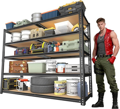 ZEUKMXOO Garage Racks for Storage，5-Tier Adjustable Garage Shelving Storage Shelves,2400LBS Capacity Heavy Duty Shelving for Carport Warehouse Basement,72" H x40 W x20 D