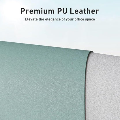 Aothia Faux Leather Desk Mat – Large Mouse Pad, Non-Slip PU Leather Blotter, Waterproof Writing Surface for Office and Home (Light Blue, 47.2" x 23.6")