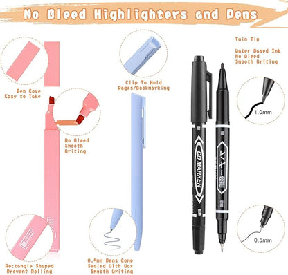 Bible Journaling Kit, Bible Study Supplies Set for Women & Men | Includes 6 No Bleed Bible Highlighters, 6 Pens, 90 Laminated Bible Tabs, Magnetic Bookmarks & Sticky Notes