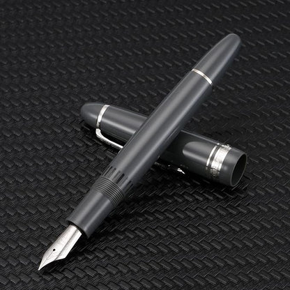 erofa Majohn P136 Piston Fountain Pen Medium Nib with Box, Gray Resin Writing Pen Set