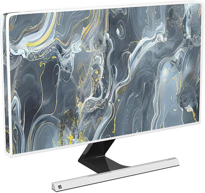 Baocicco Gray Gold Marble Waterproof 32 Inch Anti-Static Dustproof LCD/LED/HD Aesthetic Texture Screen TV Covers Decor Full Body Cover for Television Screen Desktop PC LED LCD OLED