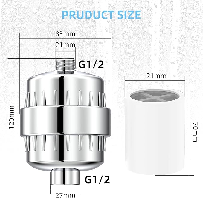 24 Stage Shower Water Filter - High Output Softener to Remove Chlorine and Fluoride - Reduces Dry Itchy Skin, Dandruff, and Improves The Condition of Your Skin, Hair, Chrome
