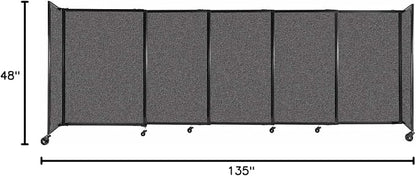Versare Straightwall Sliding Portable Wall Partition | Freestanding Office Dividers | Locking Wheels | Temporary Room Separator | 11'3'' Wide x 4' Tall Charcoal Gray Fabric Panels